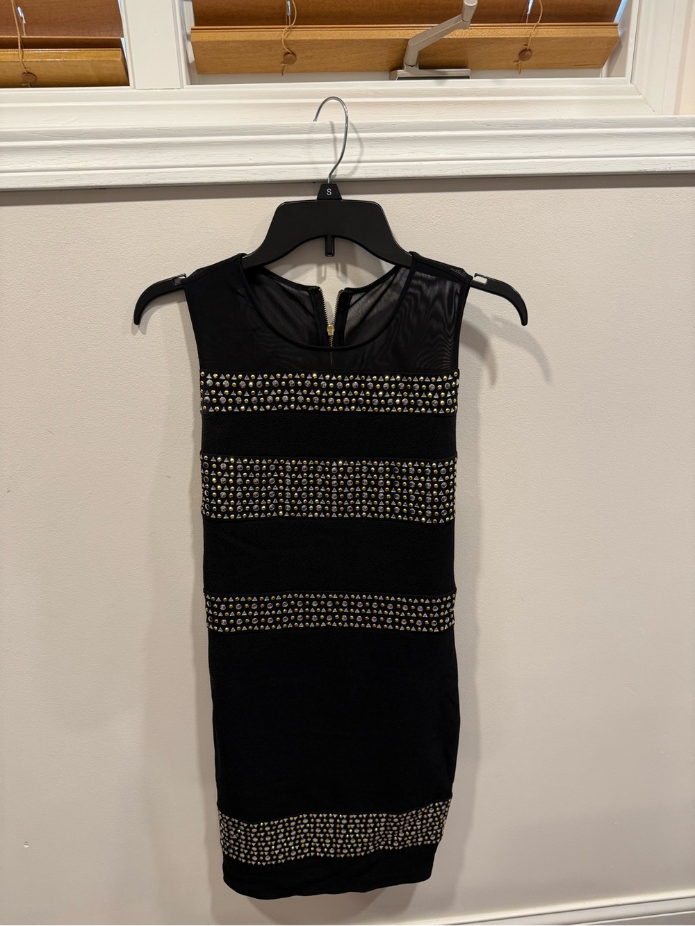 GUESS Black Studded Sleeveless Cocktail Dress